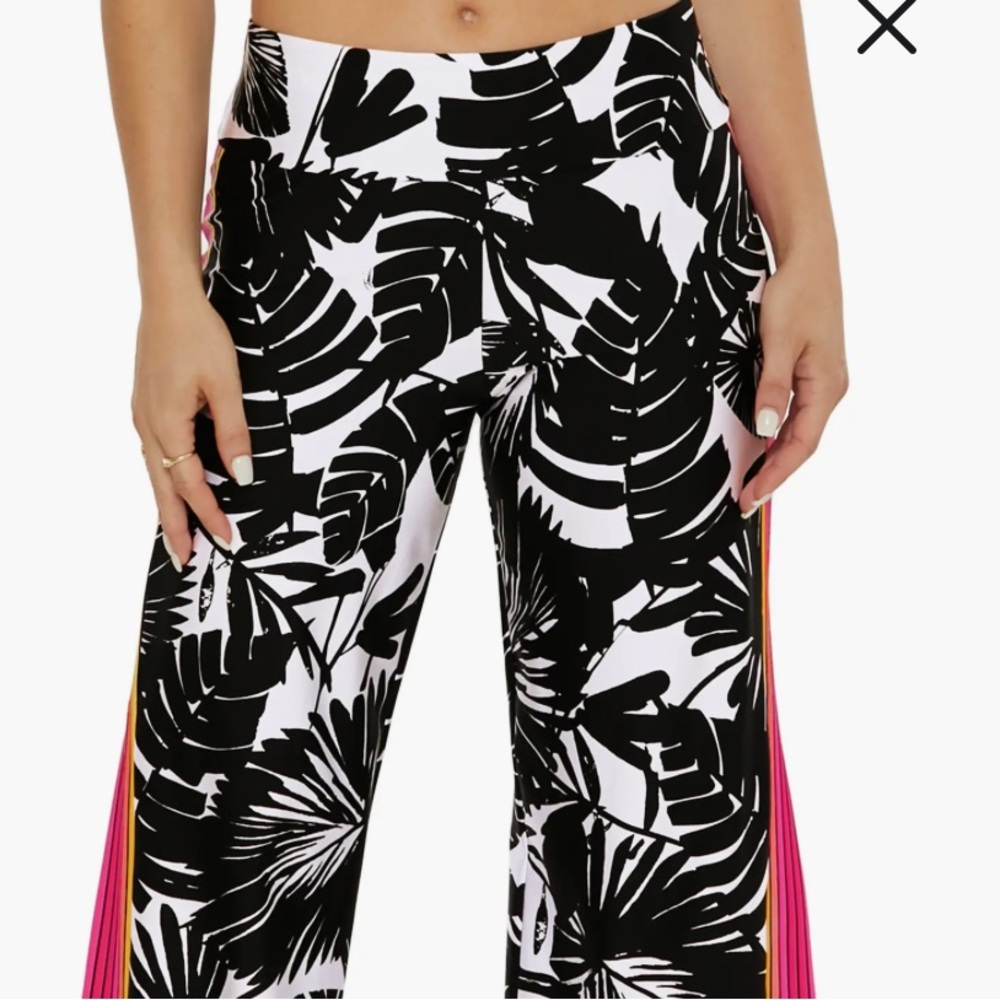 Trina Turk Lenox Cover-Up Black/White Pink/Orange Side Stripes Pants Size-XL NWT